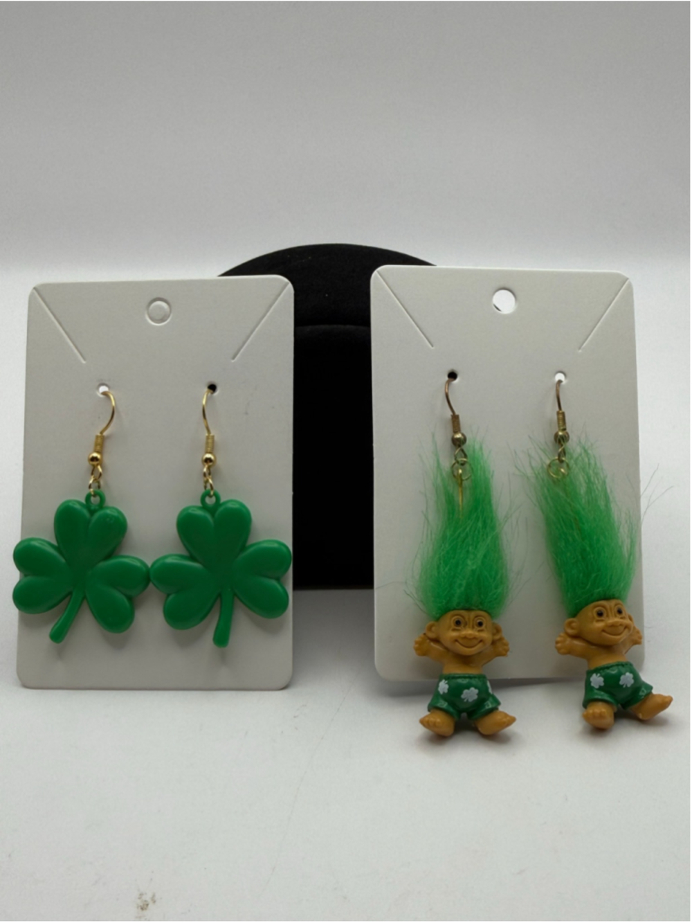St Patrick's Day Earrings Lot Troll Doll Green Hair Shamrock Clover Dangle